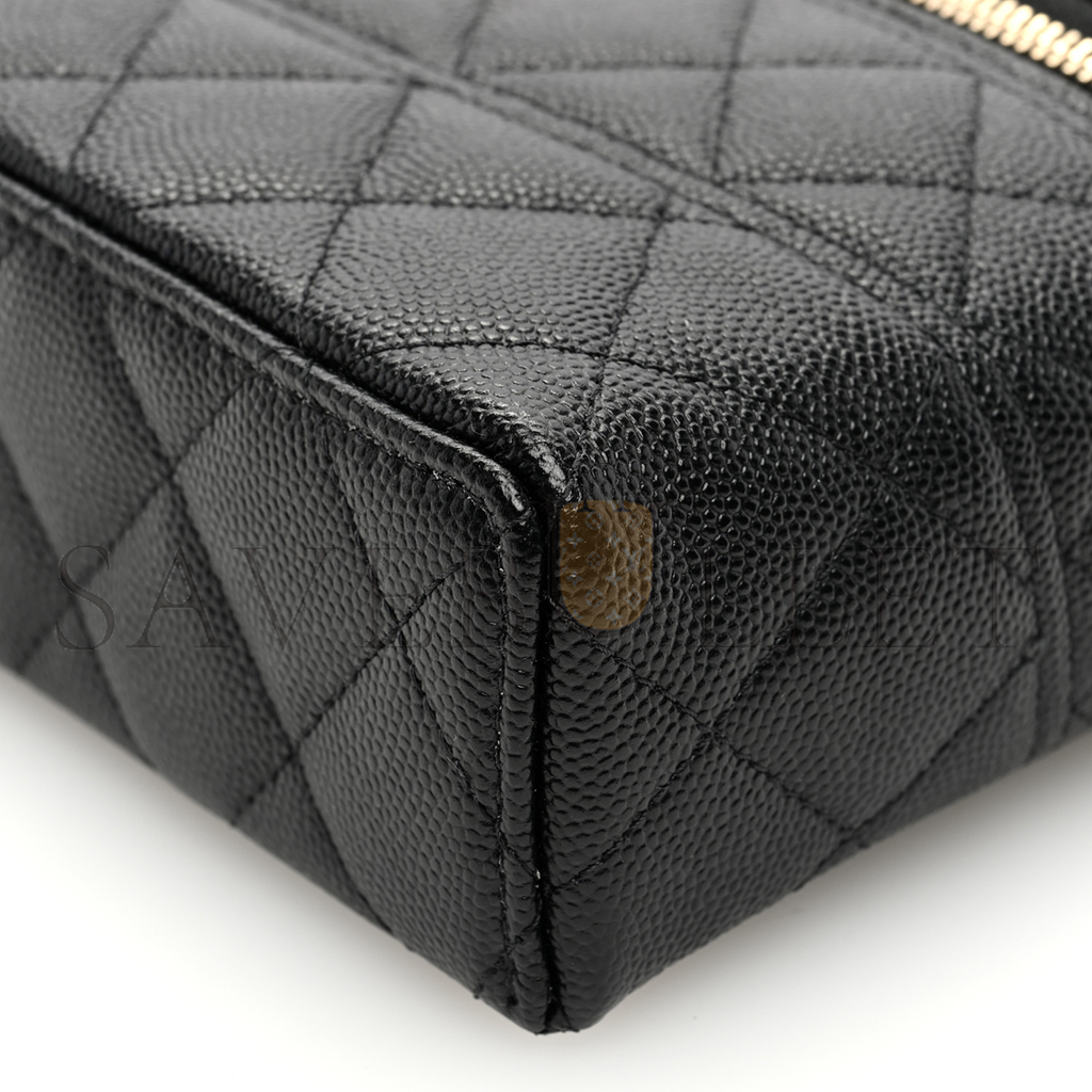 CHANEL MASTER CAVIAR QUILTED LONG CC VANITY CLUTCH WITH CHAIN BLACK (19.5*17*5cm)